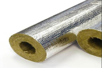 Rock wool pipe section with fire resistance aluminum foil