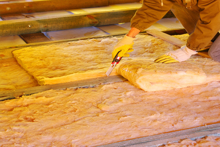 Wood Structure House with Insulation Rolls