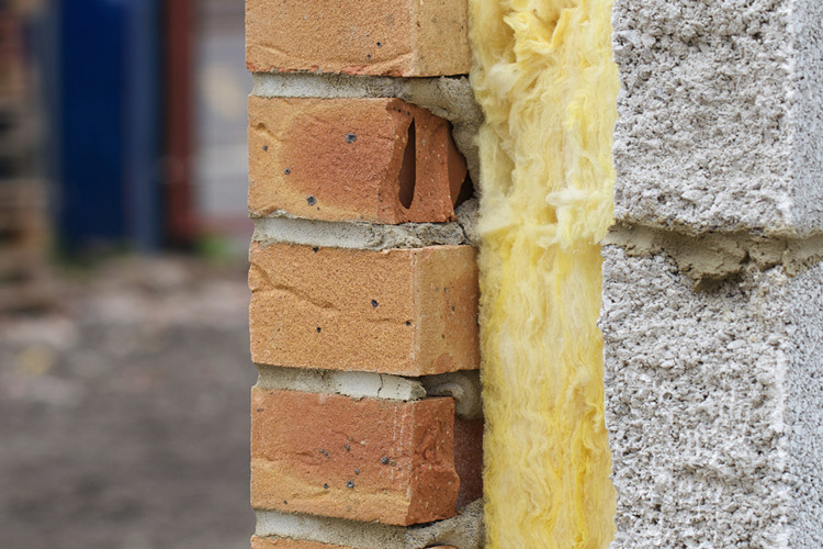 Glass wool for interior walls